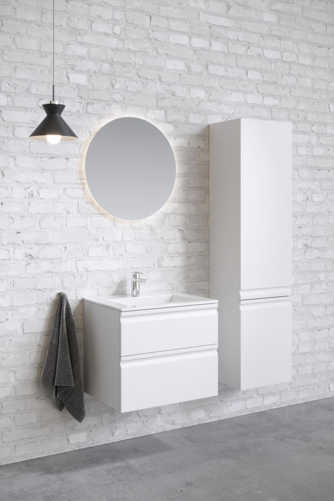 Шкаф-пенал AQUATON Вега 35 см 2 двери белый матовый петли справа AQ70035R-MW