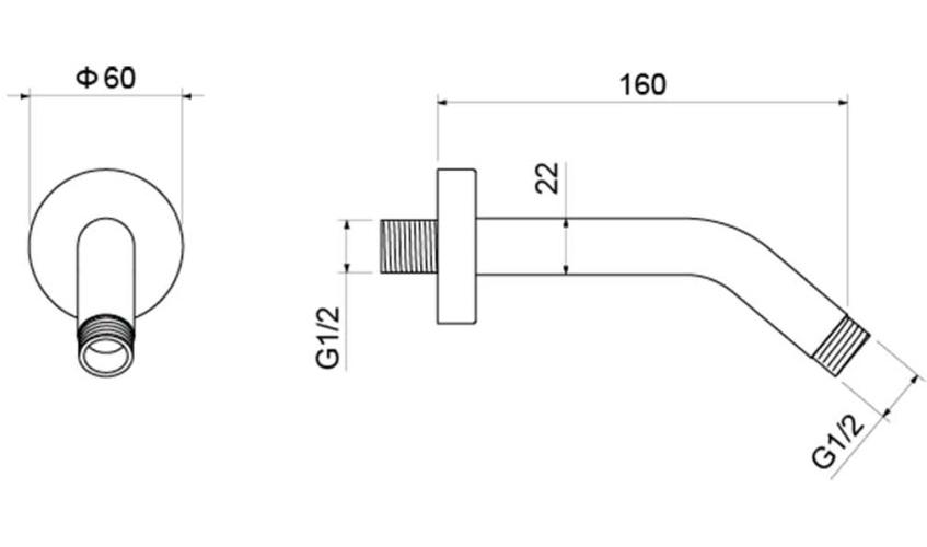 Держатель верхнего душа настенный Aquanet 160 мм хром AQ2173CR