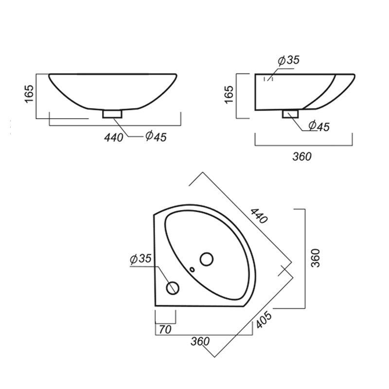 Умывальник угловой Veer ВКС белый S1 WB.CR/Veer/23-C/WHT.G/S1