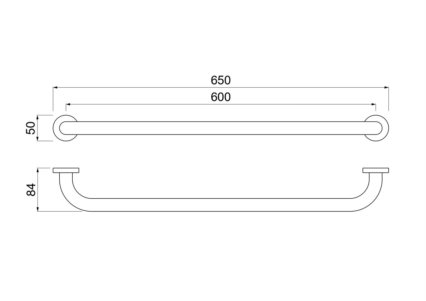 Поручень Aquatek 650 мм шлифованное золото AQ4996BG