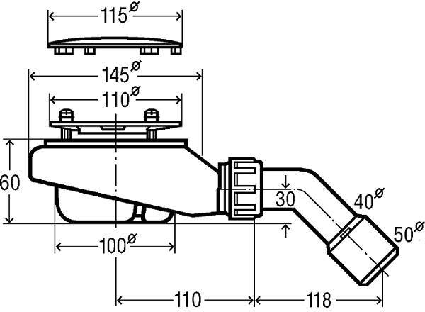Сифон для поддона Viega Tempoplex 115х40/50 мм хром 634100