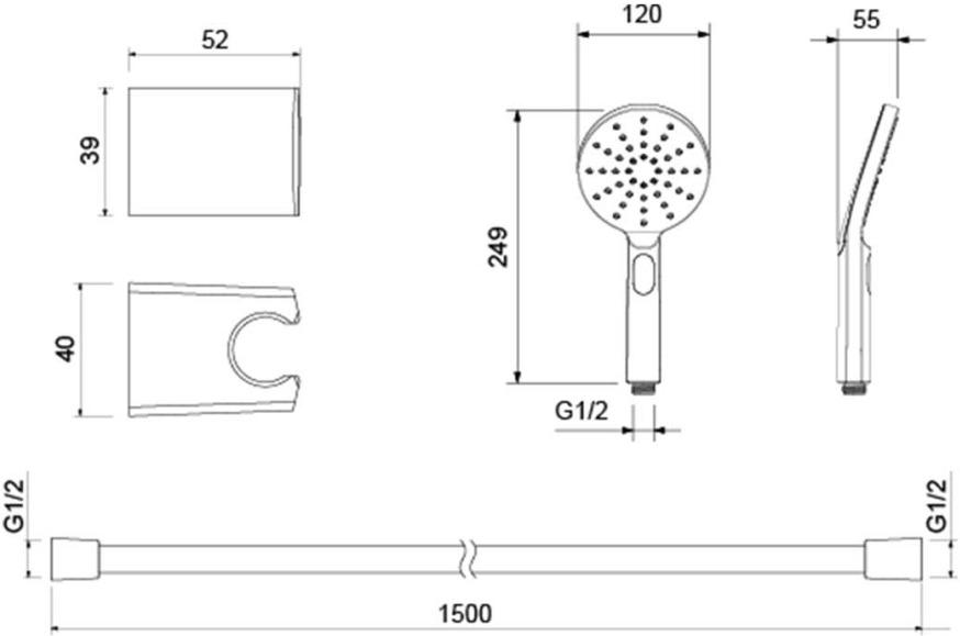 Душевой набор Aquanet Оберон Select 120 3jet матовый черный AQ2033MB