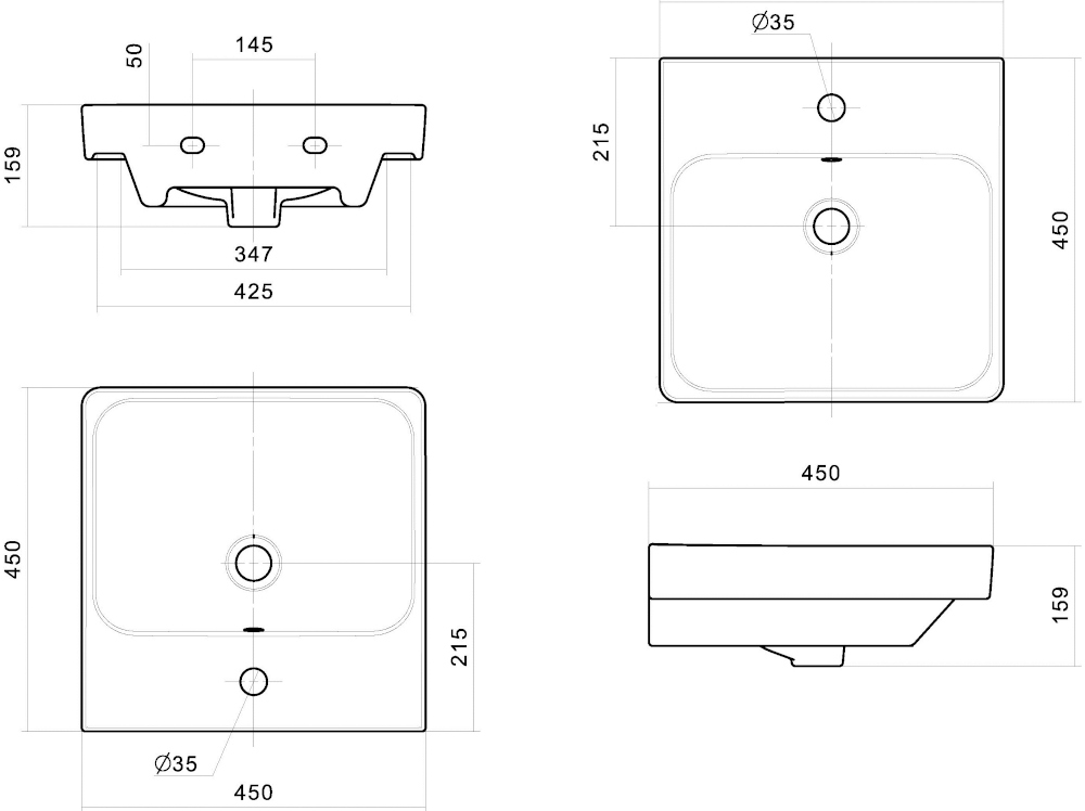 Умывальник Santek АДРИАНА 45 см 1.WH50.1.630