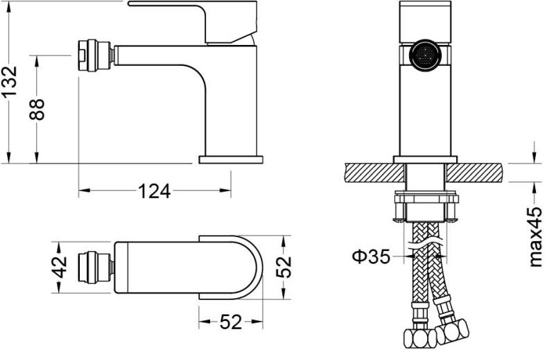 Смеситель для биде Aquanet Лира матовый черный AQ1418MB