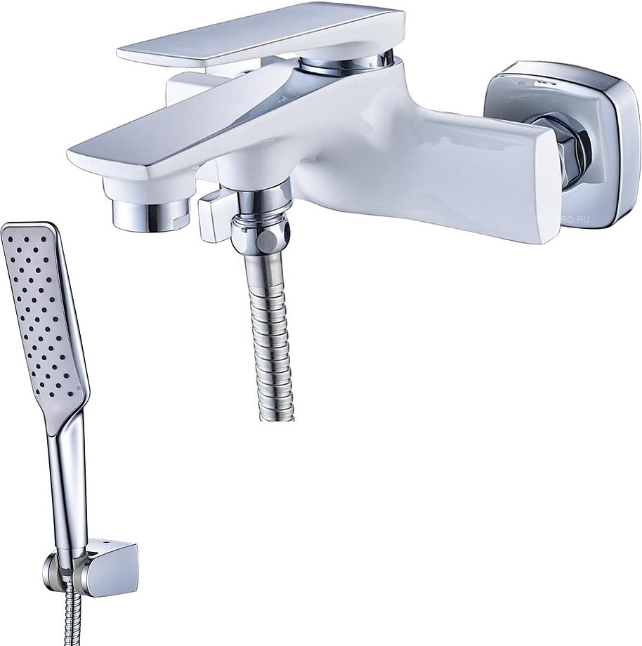 Смеситель для ванны Lemark Allegro с коротким изливом хром/белый LM5914CW