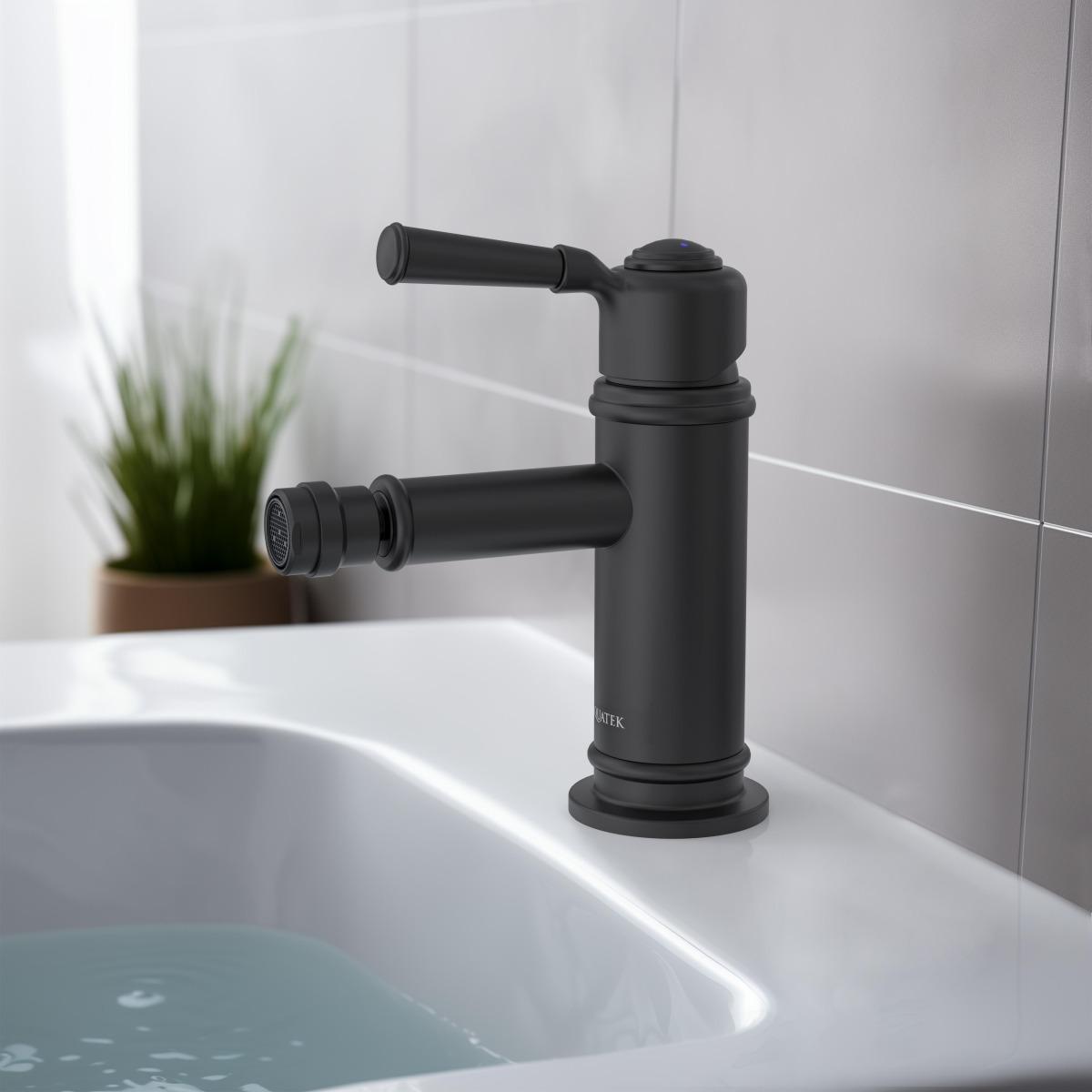 Смеситель для биде Aquanet Классик матовый черный AQ1518MB