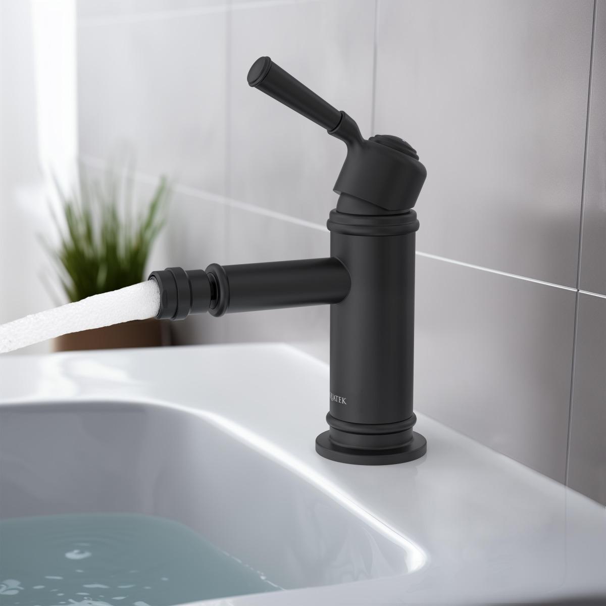 Смеситель для биде Aquanet Классик матовый черный AQ1518MB