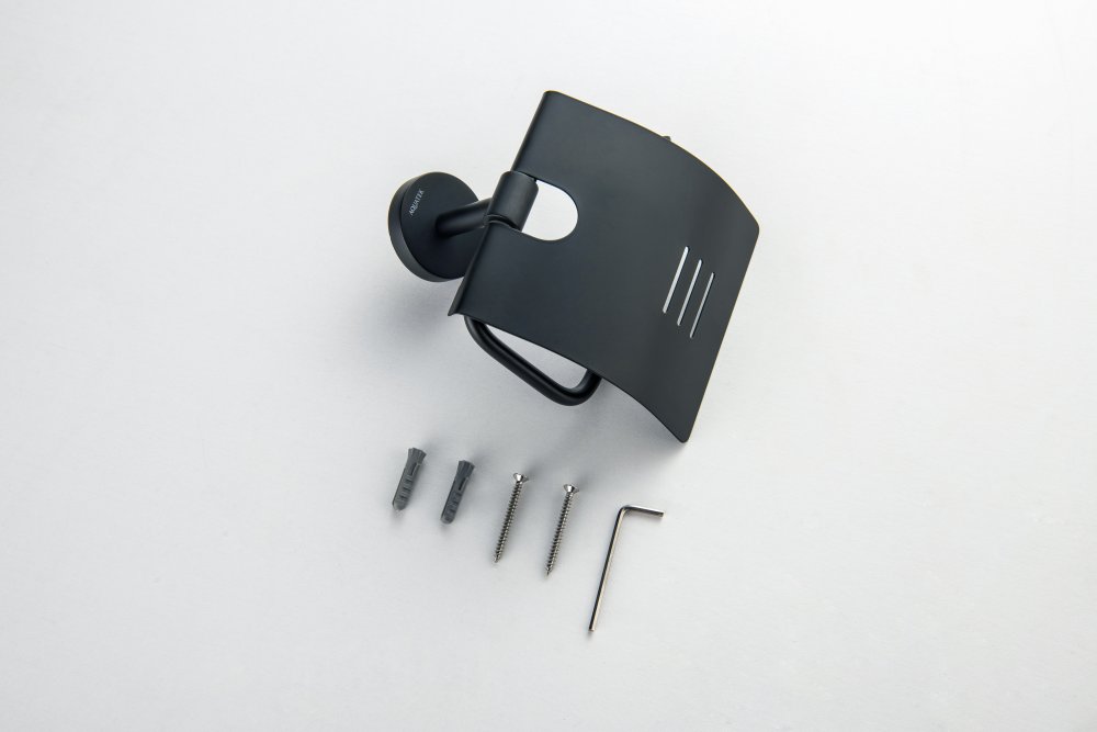 Бумагодержатель с крышкой Aquatek БЕТТА матовый черный AQ4609MB