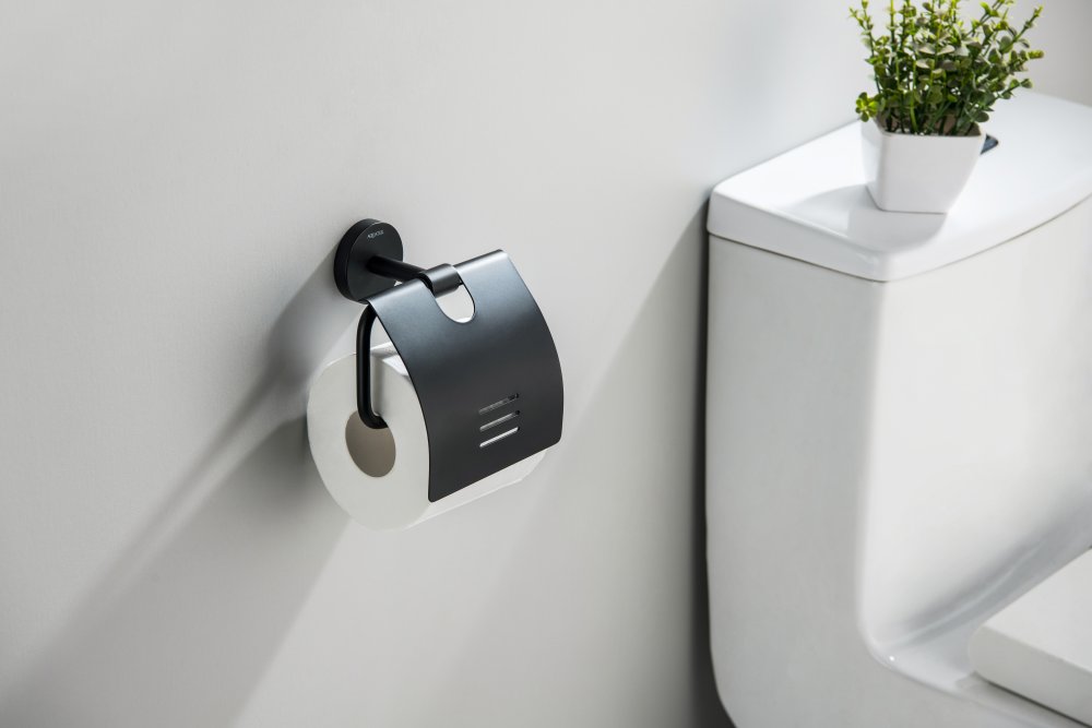 Бумагодержатель с крышкой Aquatek БЕТТА матовый черный AQ4609MB