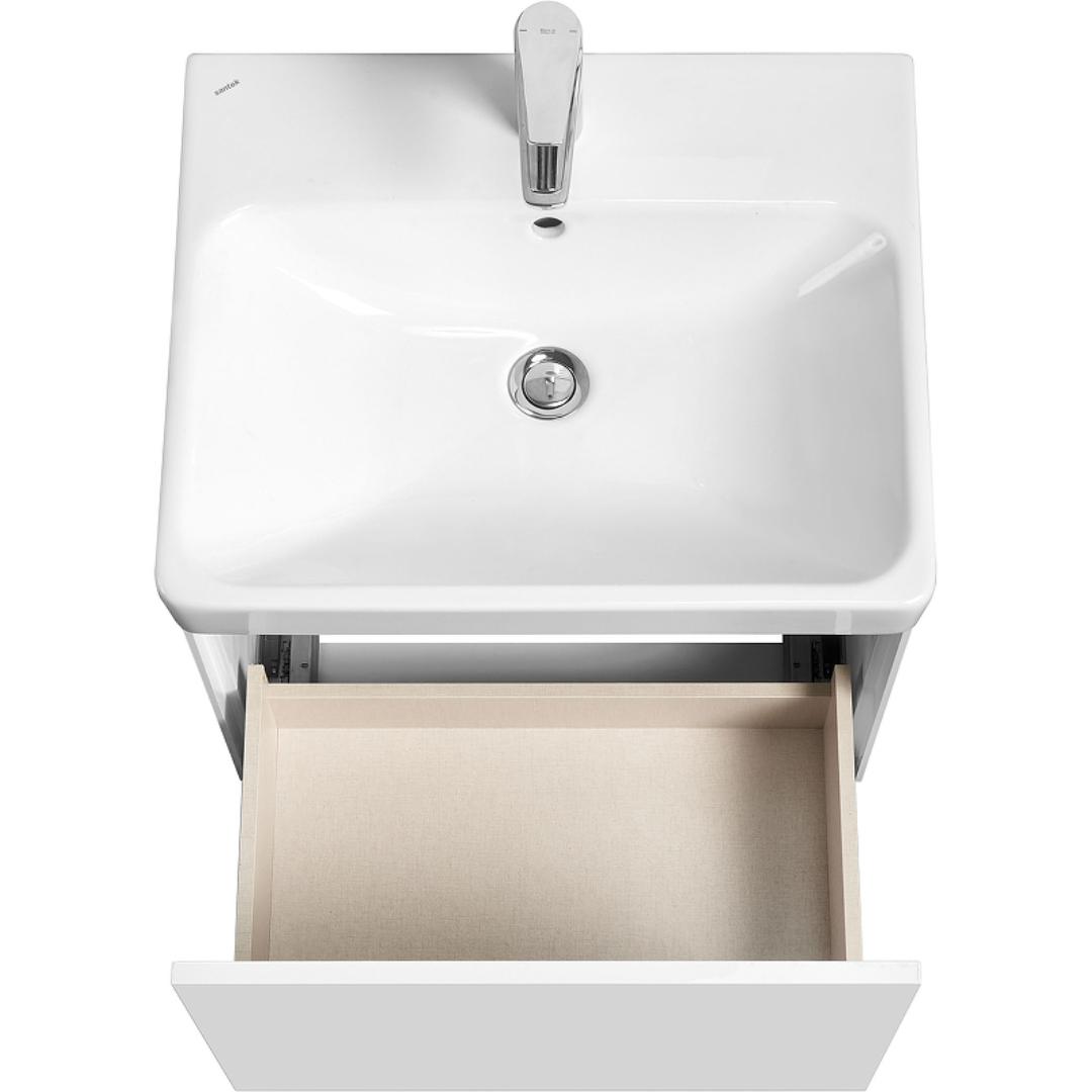 Комплект мебели для ванной Aquaton Асти 55 Белый матовый/глянец с раковиной Адриана 55 1A2631K0AX2B0