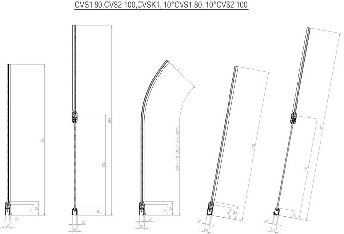 Шторка на ванну двухэлементная RAVAK 10° 10CVS2-100 R 7QRA0C03Z1