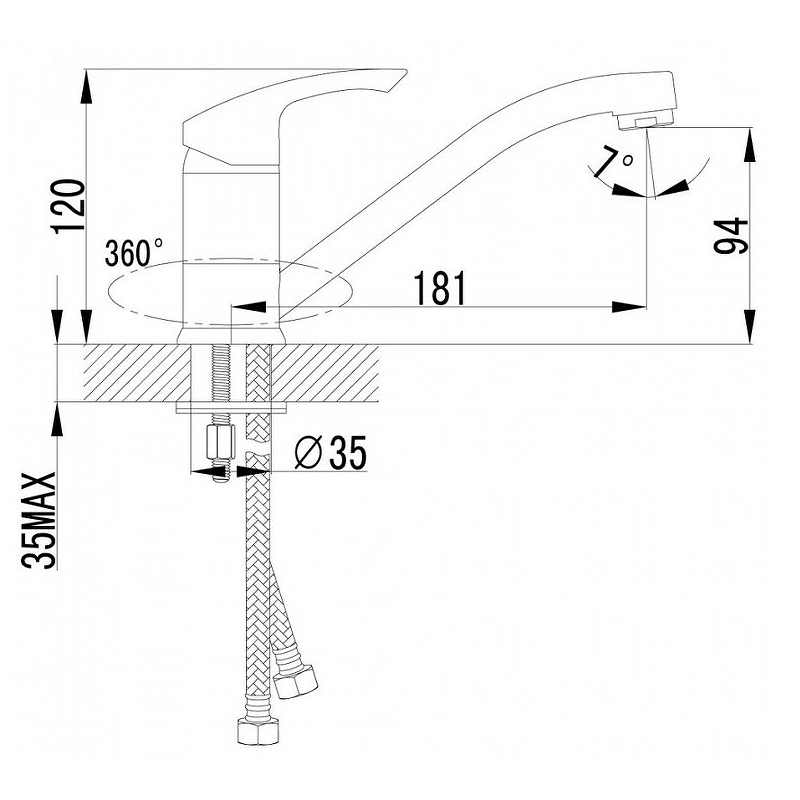 Смеситель для кухни Lemark Strike с поворотным изливом хром LM1104C