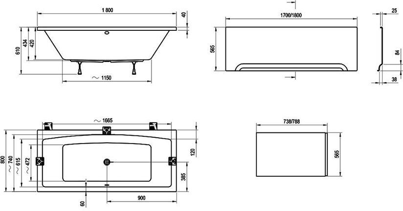 Ванна акриловая RAVAK Formy 02 180х80 см C891000000