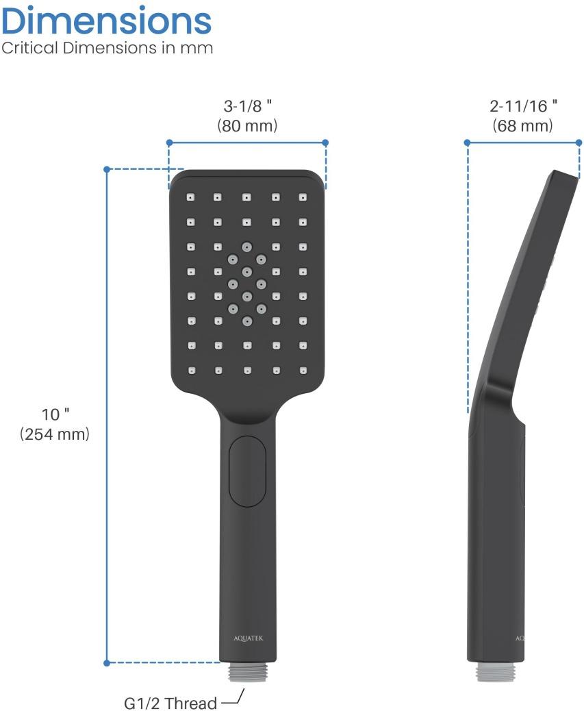 Ручной душ Aquanet Лира Select 80 3jet матовый черный AQ2005MB