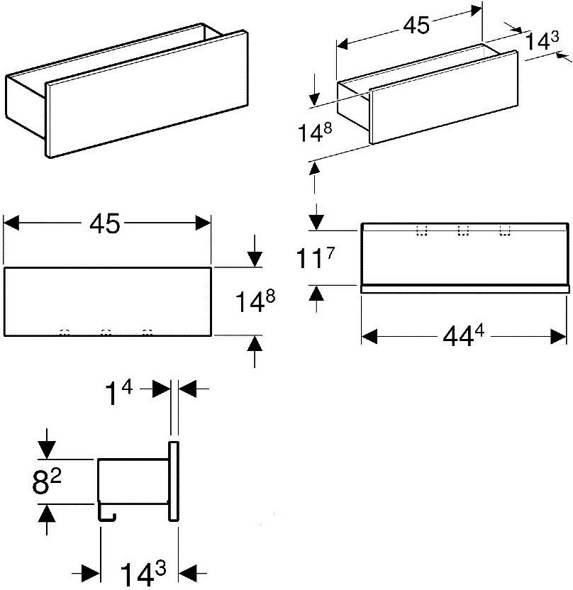 Полка настенная Geberit Smyle Square 45х14.8 см темно-серый/пекан 500.362.JR.1
