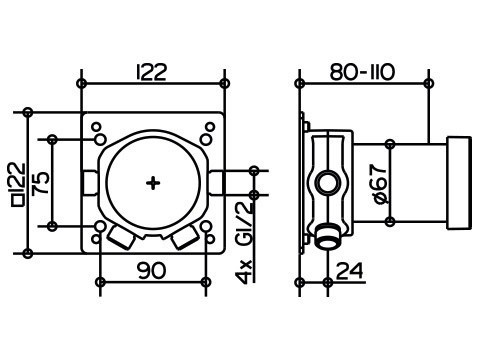 Встраиваемая часть для однорычажного смесителя KEUCO IXMO DN 15 59551000070