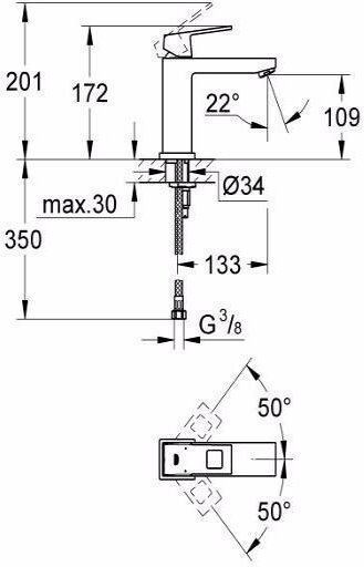 Смеситель для раковины GROHE Eurocube M-Size средний излив хром 23446000