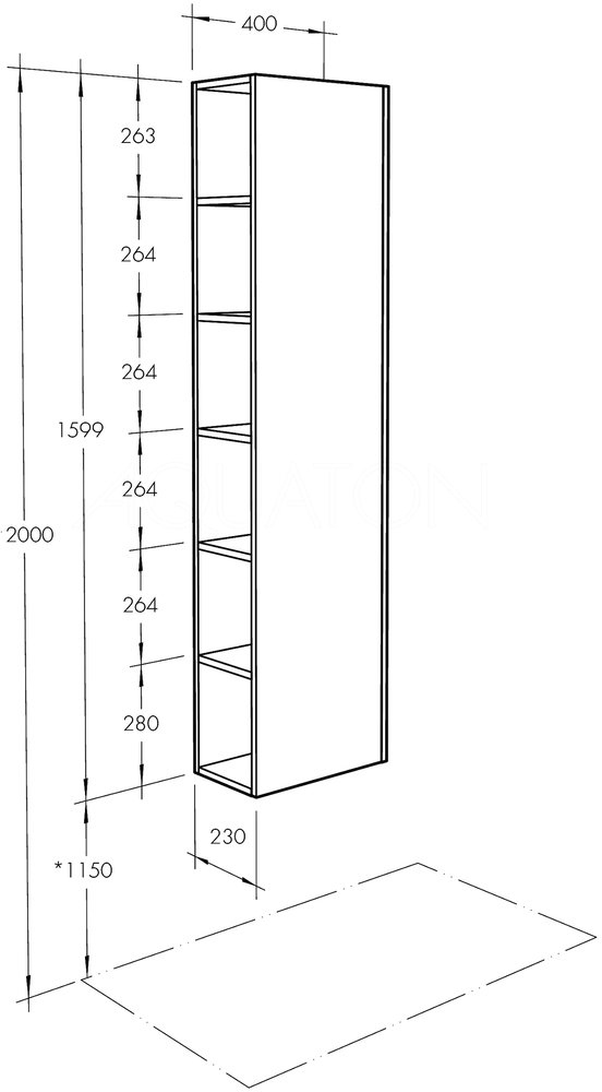 Шкаф-колонна с зеркалом Aquaton Сканди Белый / Дуб Верона 1A253403SDB20