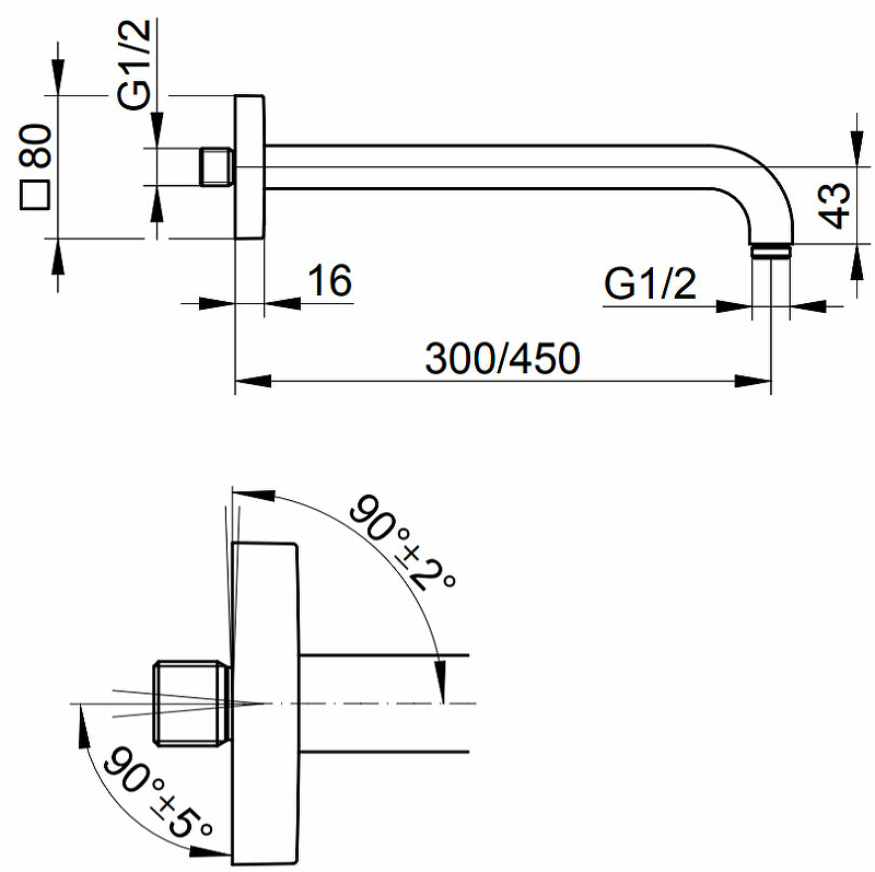 Кронштейн для душа Keuco Edition 11 настенный 462 мм хром 53088010402