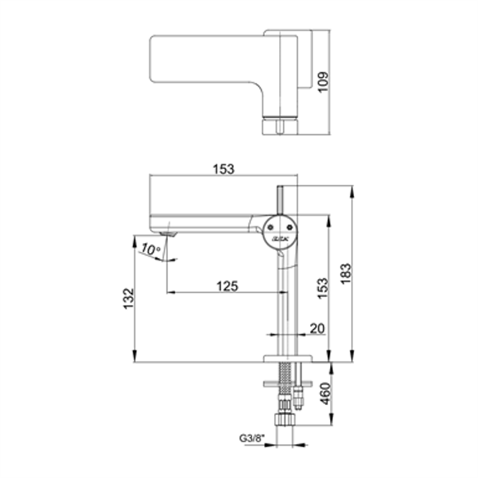 Смеситель для раковины TRES PURITY 102188038HEX
