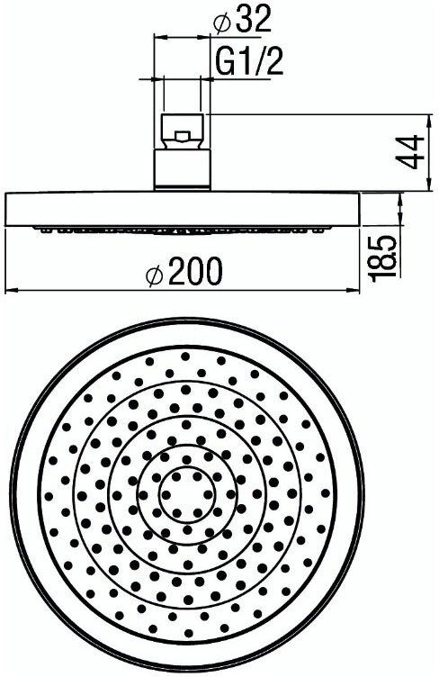 Верхний душ Webert 20 см WE00139/94CR