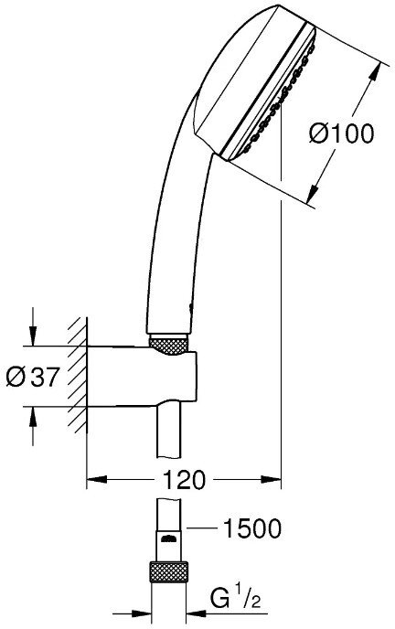 Душевой набор GROHE Tempesta Cosmopolitan 100 с держателем и шлангом хром 26084002