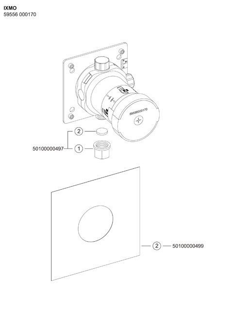Скрытая часть переключателя KEUCO IXMO на 2 потребителя с выводом для шланга 59556000170