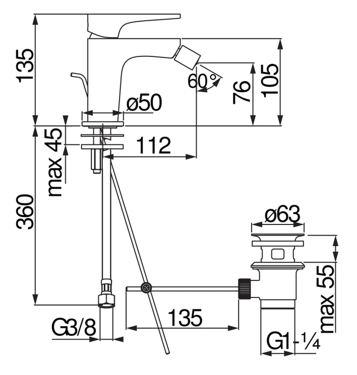 Смеситель для биде Giulini G. YO YO126119/1CR