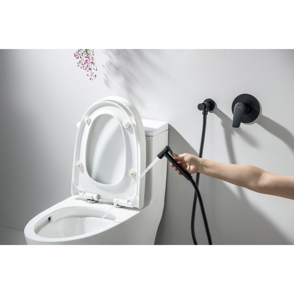 Набор с гигиеническим душем AQUATEK БЕТТА (смеситель + лейка + шланг) матовый черный AQ1119MB