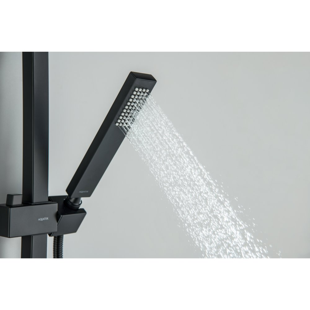 Душевая система Aquanet Либра AQ2640MB со смесителем для ванны 300х200 мм матовый черный AQ2640MB