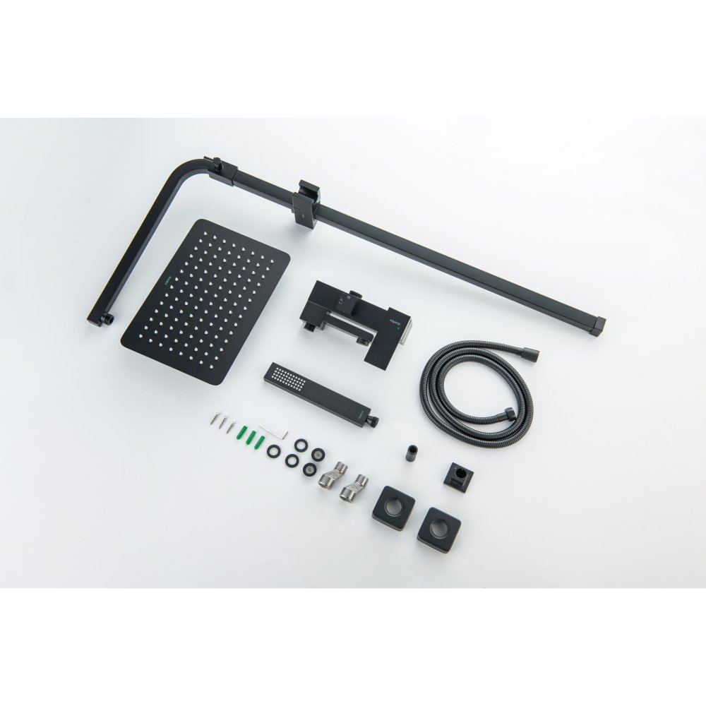 Душевая система Aquanet Либра AQ2640MB со смесителем для ванны 300х200 мм матовый черный AQ2640MB