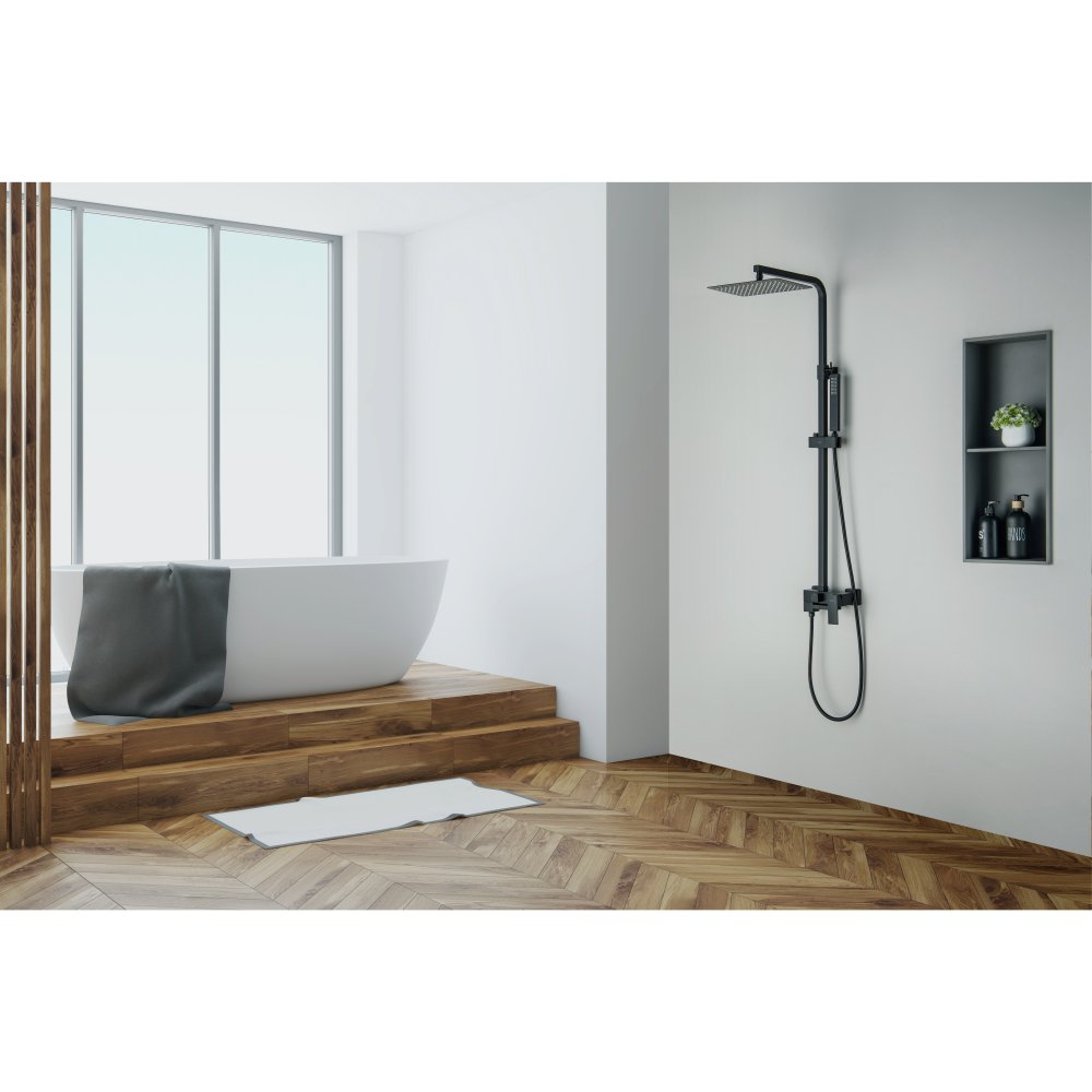 Душевая система Aquanet Либра AQ2640MB со смесителем для ванны 300х200 мм матовый черный AQ2640MB