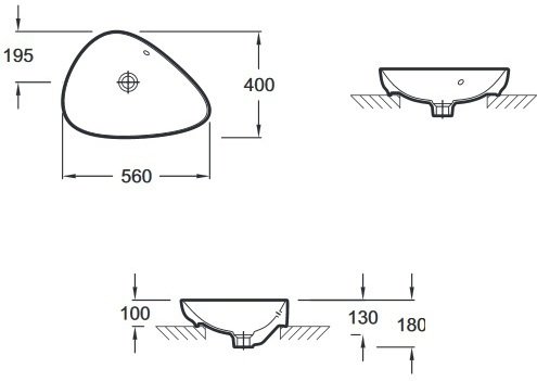 Раковина Jacob Delafon Nouvelle Vague 56x40 см EVI102-00