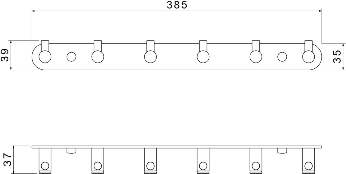 Планка с 6 крючками Aquanet Europa матовый черный AQ4124MB