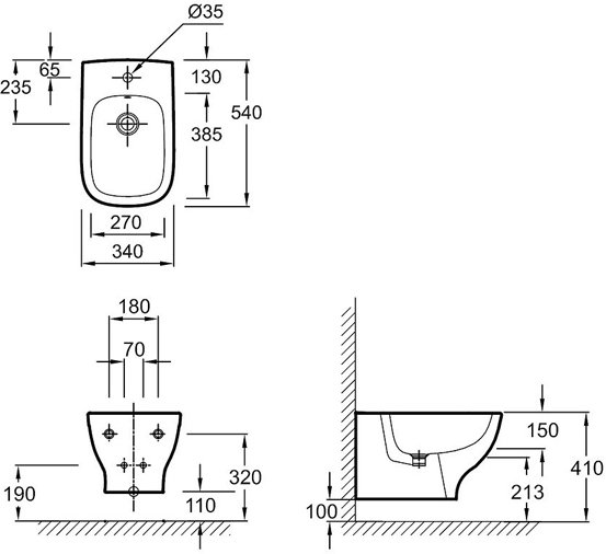 Биде подвесное Jacob Delafon Struktura 54х34 см с отверстием под смеситель белый EMC0002-00