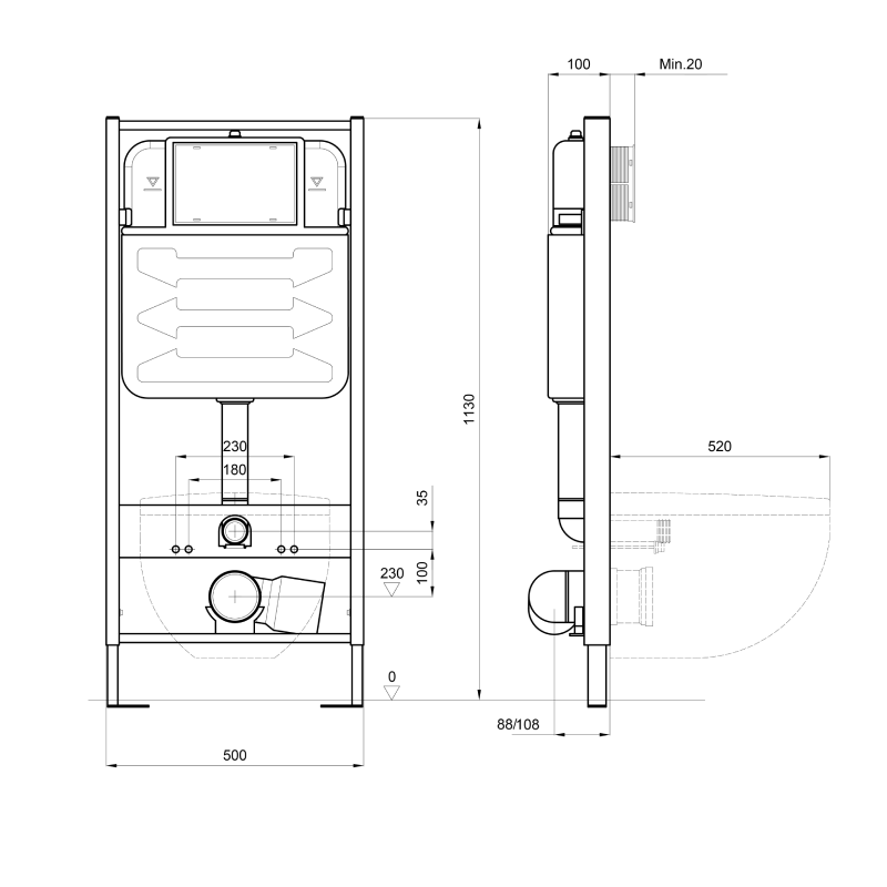 Комплект инсталляции AQUATEK ВЕГА cmp-016 рама INS-0000012 кнопка KDI-0000016 унитаз AQ1904-00 cmp-016