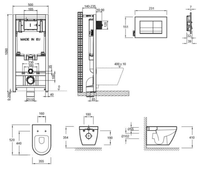 Унитаз с инсталляцией Jacob Delafon Rodin+ сиденье тонкое микролифт клавиша хром E21749RU-00