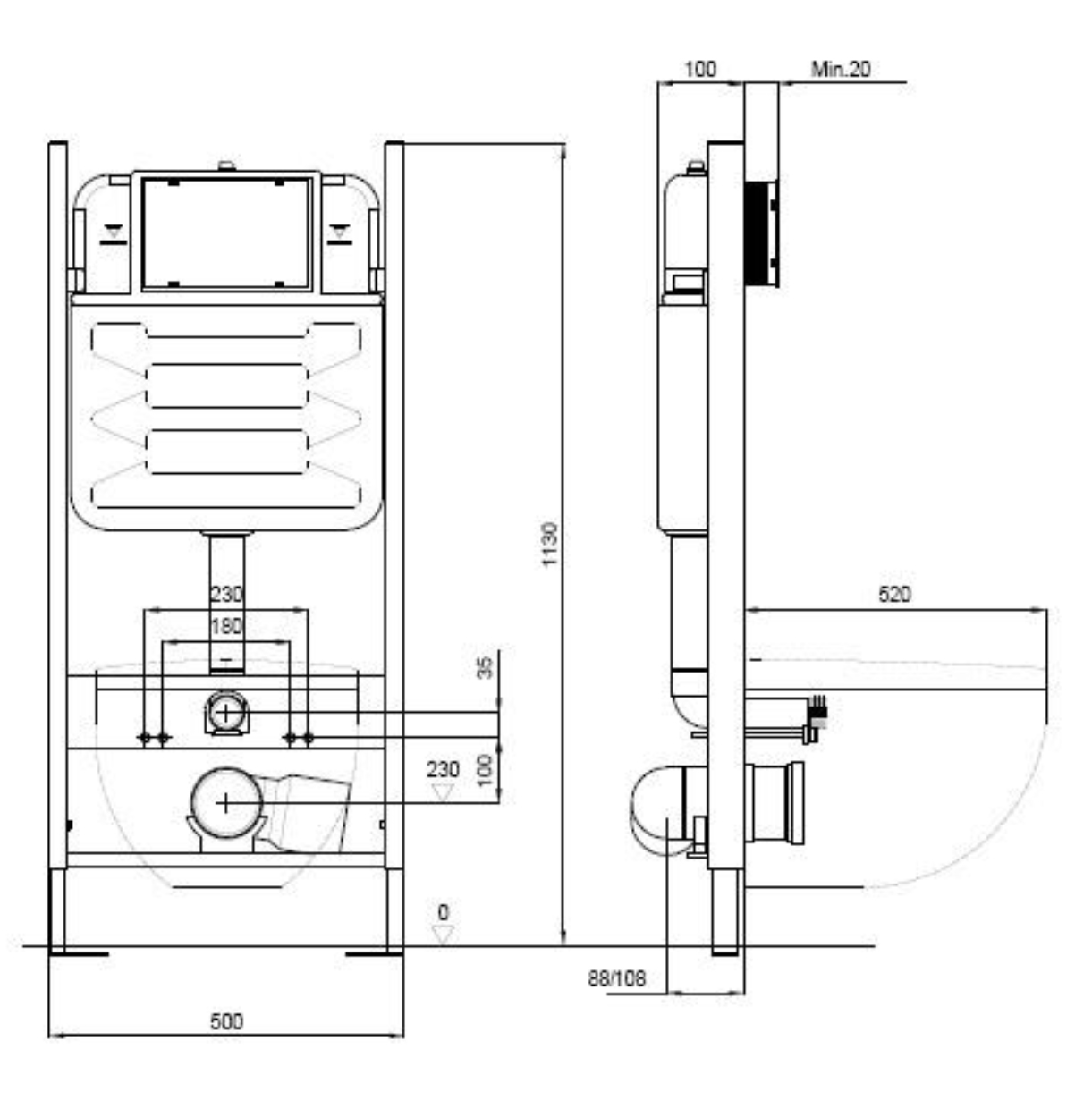 Комплект унитаз с инсталляцией Jacob Delafon Struktura сиденье микролифт клавиша хром EDE103-00