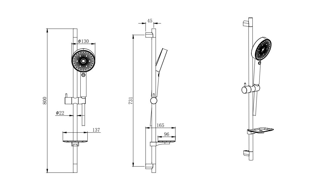 Душевой гарнитур Aquanet Вега 3jet 73 см хром AQ2031CR