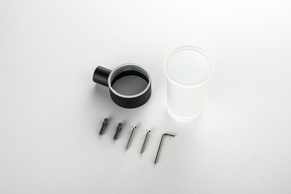 Стакан с держателем Aquatek Лира матовый черный AQ4427MB