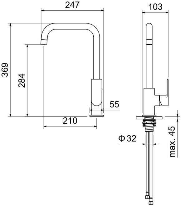 Смеситель для кухни Aquanet ЛИРА матовый черный AQ1480MB