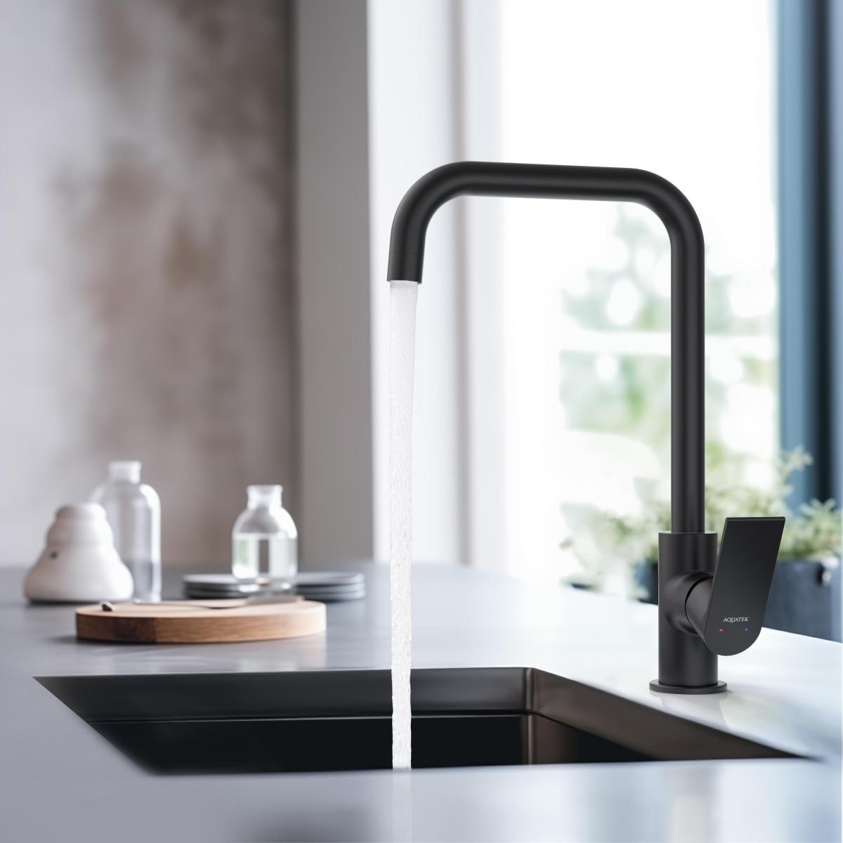 Смеситель для кухни Aquanet ЛИРА матовый черный AQ1480MB
