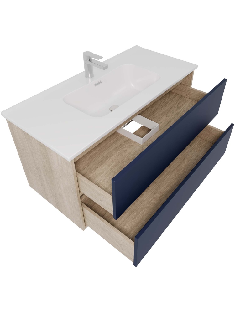 Комплект мебели для ванной AQUATON Либра 100 см тумба с раковиной AQ4100-00 серый матовый/дуб давос AQ66100-DO-MG