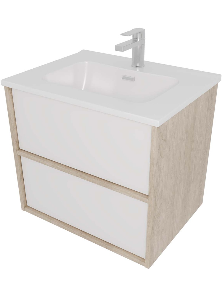 Комплект мебели Aquatek ЛИБРА 60 тумба с раковиной AQ0460-00 2 ящика белый матовый/дуб давос AQ66060-DO-MW