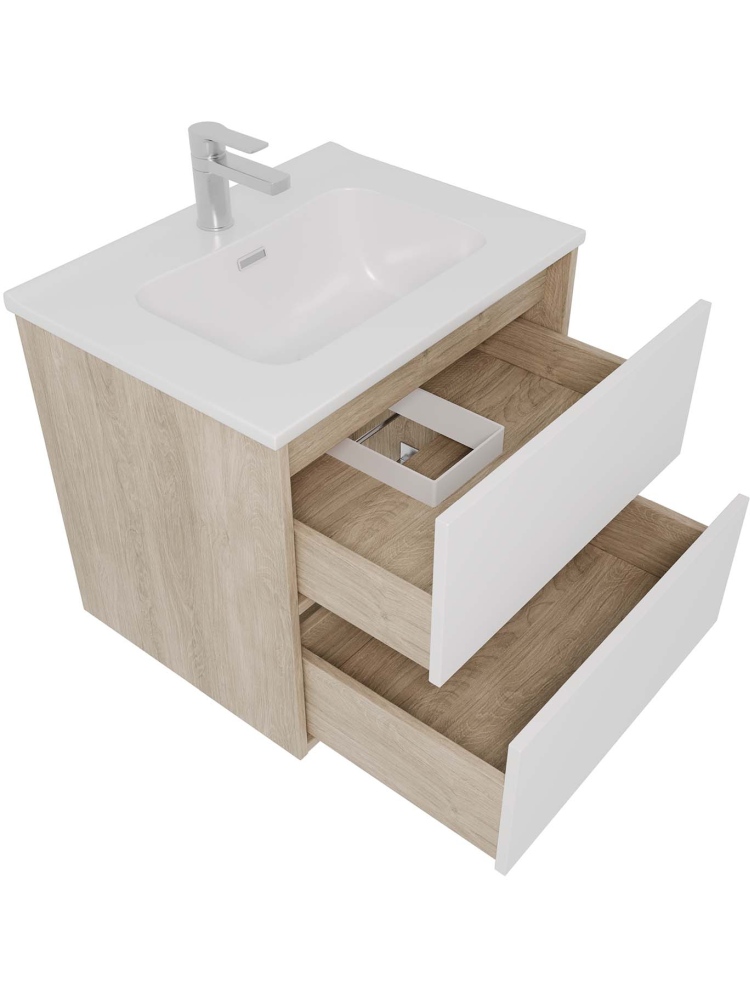 Комплект мебели Aquatek ЛИБРА 60 тумба с раковиной AQ0460-00 2 ящика белый матовый/дуб давос AQ66060-DO-MW