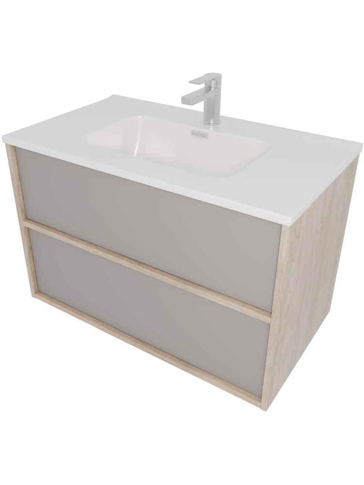 Комплект мебели для ванной AQUATON Либра 80 см тумба с раковиной AQ0480-00 серый туман/дуб давос AQ66080-DO-LG