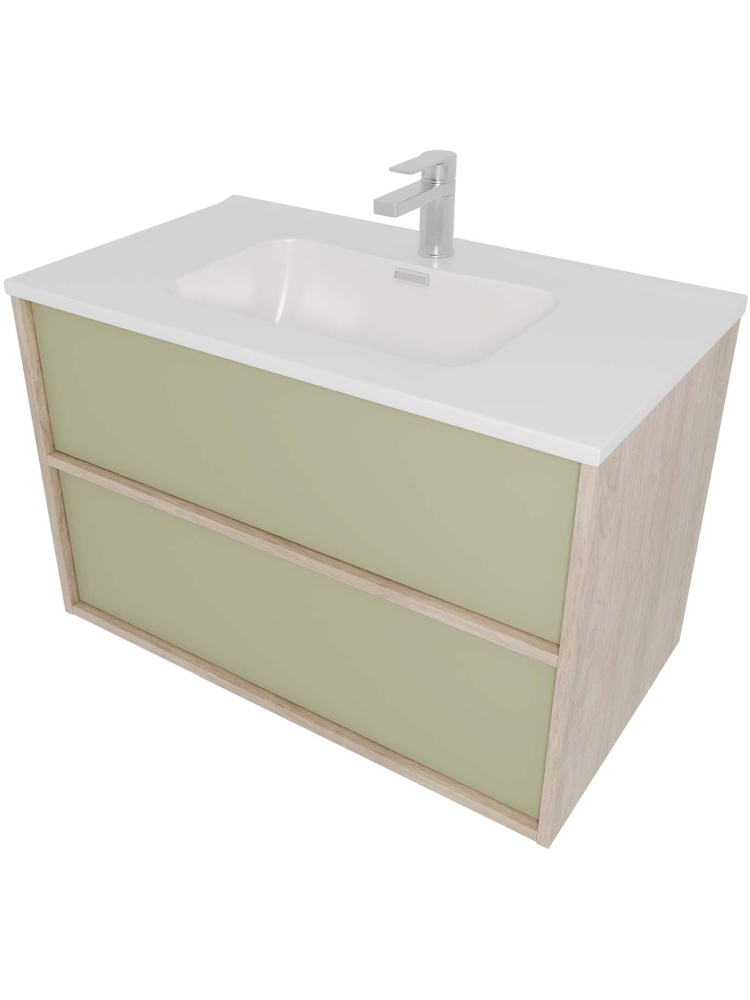Комплект мебели для ванной AQUATON Либра 80 см тумба с раковиной AQ0480-00 шалфей зеленый/дуб давос AQ66080-DO-GS