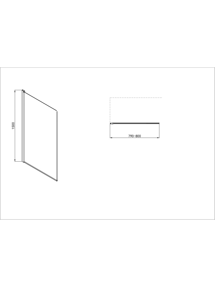 Шторка на ванну Aquanet одноэлементная поворотная 800x1500 мм черный профиль рифленое стекло 6 мм AQ.BS.080.2BL