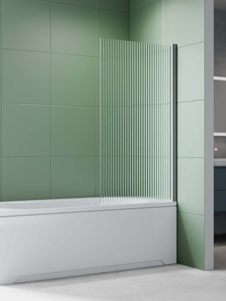 Шторка на ванну Aquanet одноэлементная поворотная 800x1500 мм профиль оружейная сталь рифленое стекло 6 мм AQ.BS.080.2GM