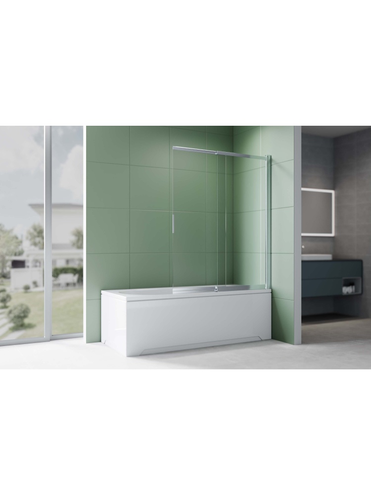 Шторка на ванну Aquanet двухэлементная поворотная 1000x1500 мм хром профиль прозрачное стекло 5 мм AQ.BSS.100.1CH